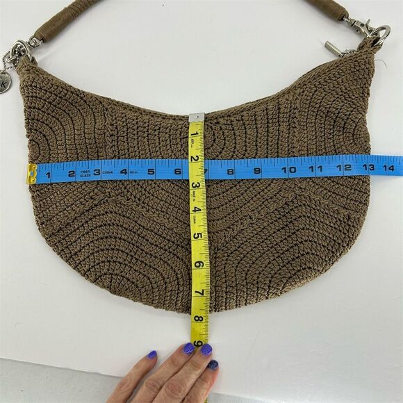 The Sak Women's Brown Crochet Shoulder Bag with Zip Closure EUC Satchel - Picture 7 of 10